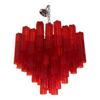Red "Campari" Colour Chandelier in  Glass