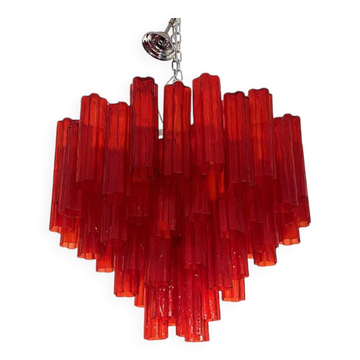 Red "Campari" Color Chandelier in  Glass