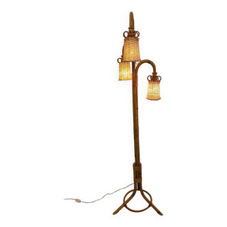 Vintage rattan floor lamp from the 70s