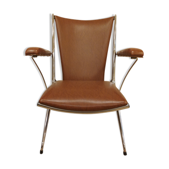 Leatherette folding armchair