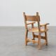 Brutalist armchair with carved rosettes and nailed wooden seat, Spain, 20th
