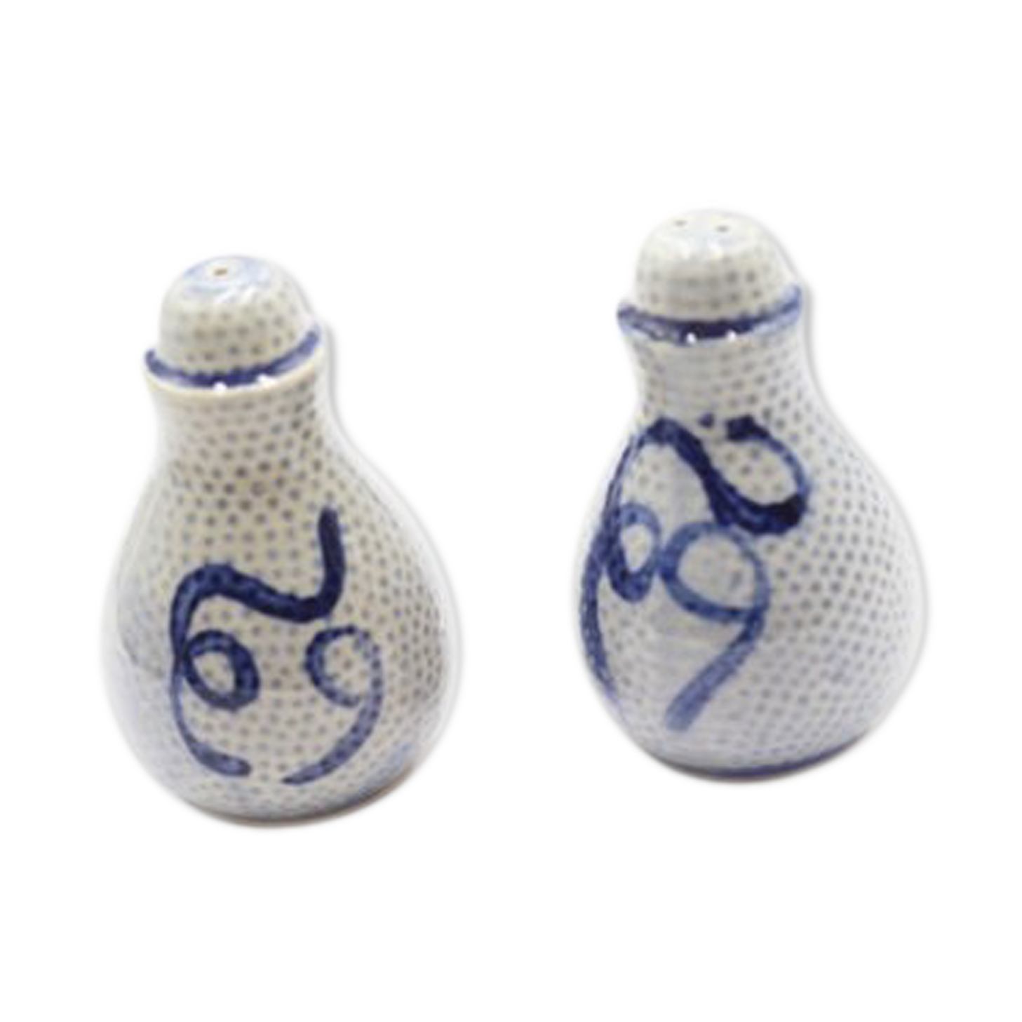 Salière et poivrière en grès bleu