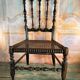 Child's Chair Napoleon III in Blackened Wood and Cane – Late 19th Century