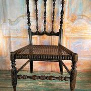 Child's Chair Napoleon III in Blackened Wood and Cane – Late 19th Century