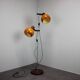 Adjustable double floor lamp in "Space Age" style, Hungarian from the 1970s, in orange and chrome brown.