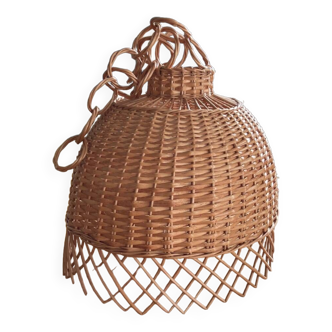 Vintage rattan pendant light - handmade