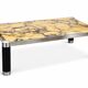 Vintage coffee table in yellow marble & metal – 1970s design – 120 ×