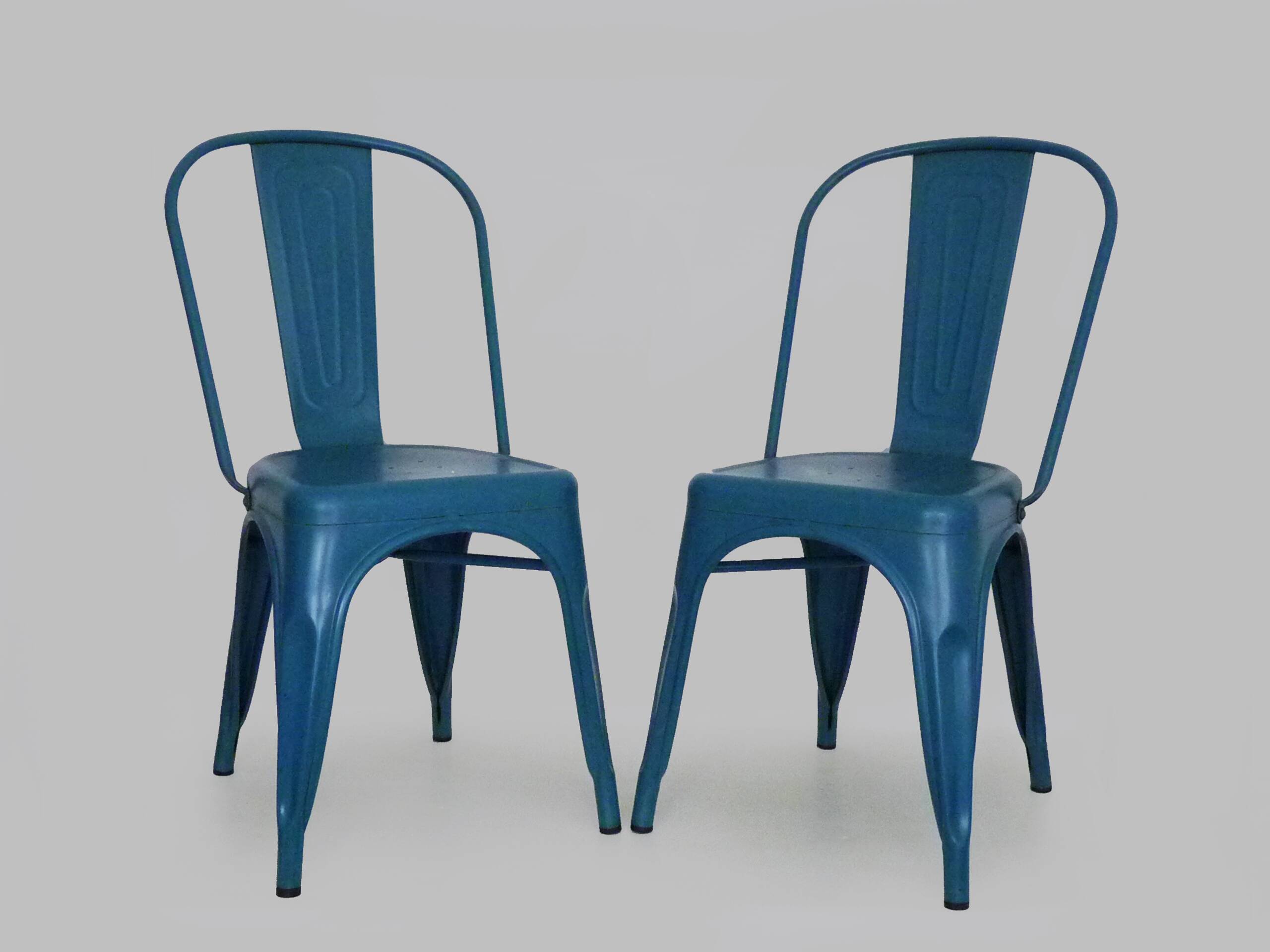 Pair of Tolix Chairs in blue metal by Xavier Pauchard