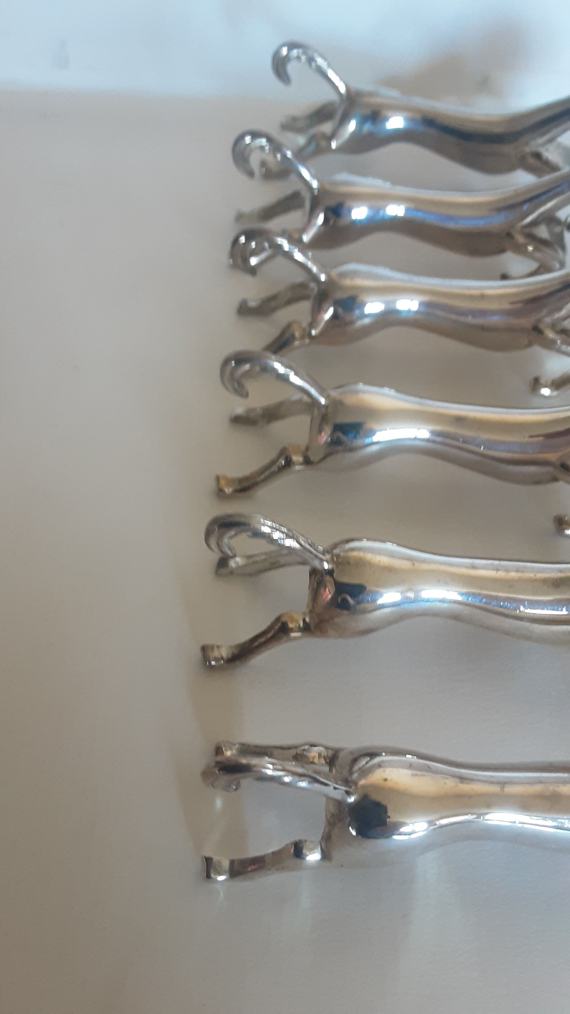Set de 6 portes couteaux chevaux en chrome argenté- vintage