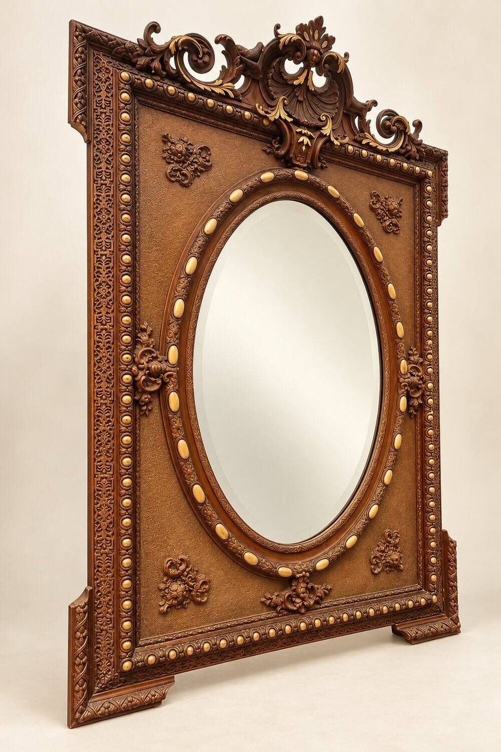 Large Napoleon III trumeau mirror, gilded wood, bevelled glass, 19th century.