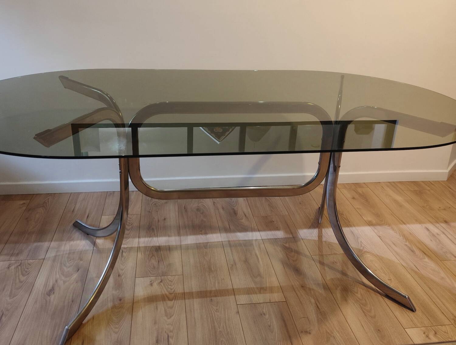 Vintage glass and chrome table