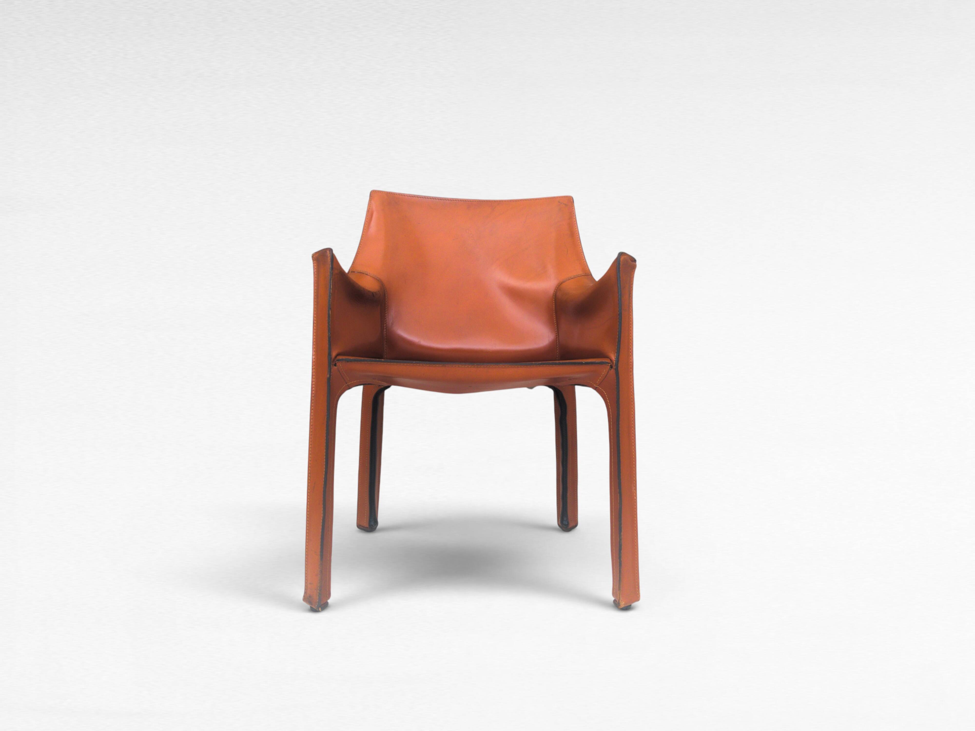 CAB 413 Chair in Cognac Leather by Mario Bellini for Cassina, Italy, 1970s