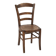 Antique wooden chair with a pyrographed shell motif seat.