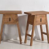 Solid wood bedside table set. Set of 2 pieces.