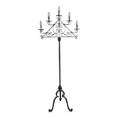Wrought iron floor lamp with 5 light arms, 1940