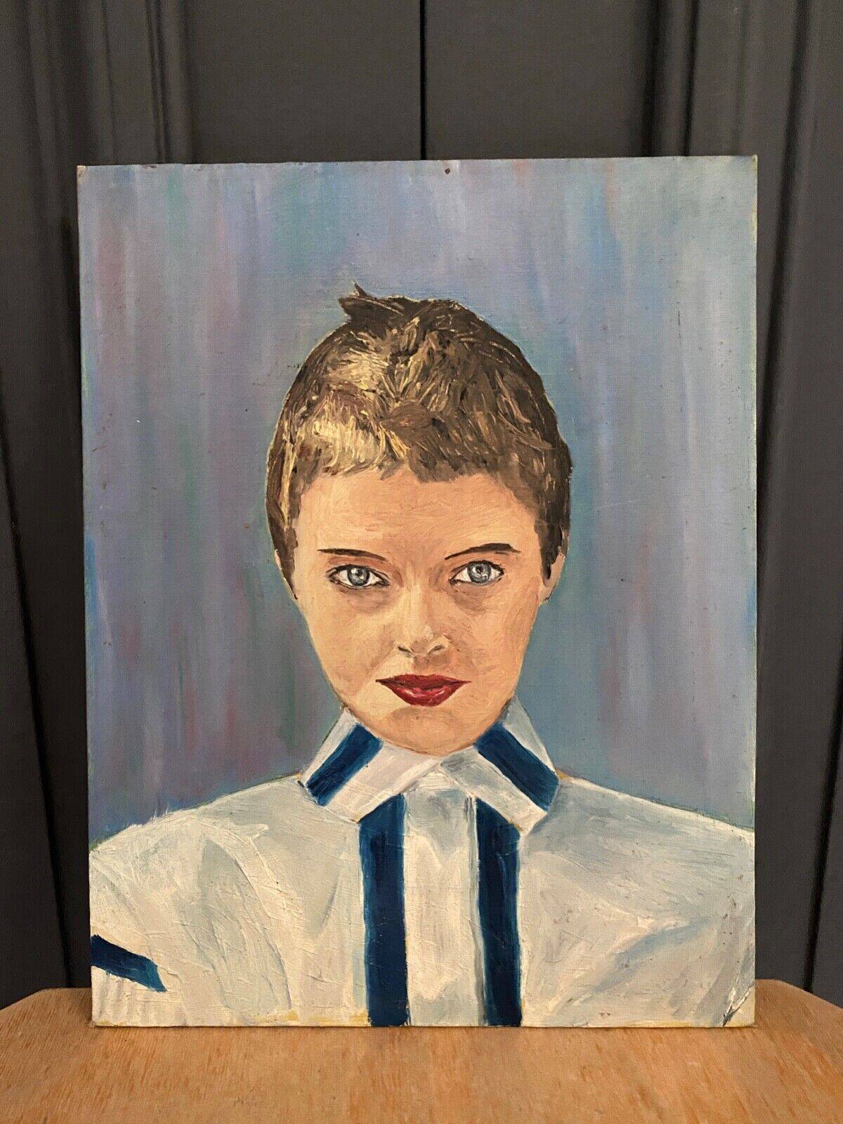 Portrait de femme huile sur isorel XXe