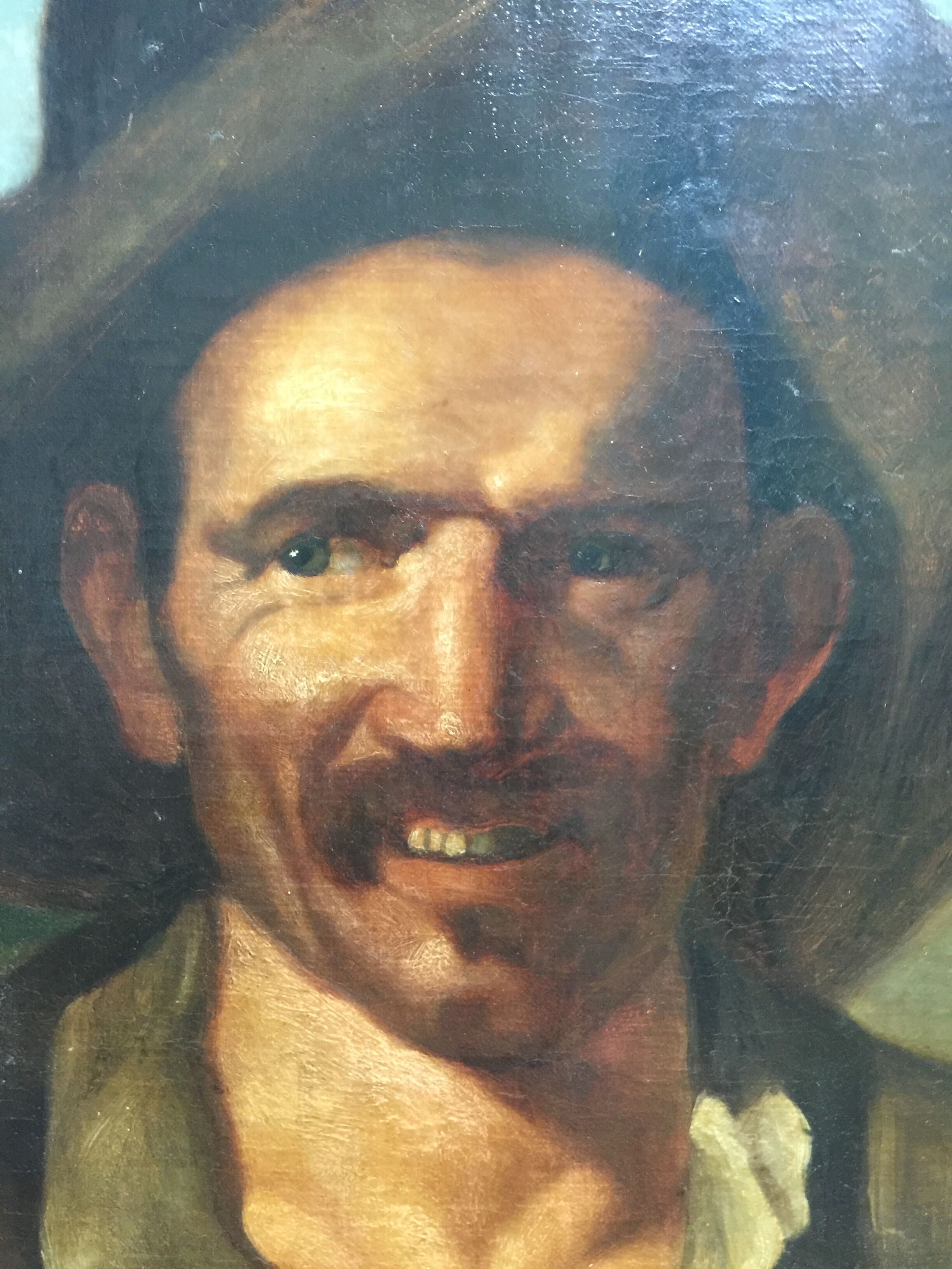 "Spanish beggar with bowl" oil on canvas 19th century