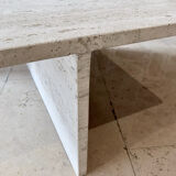 Square travertine coffee table by Giusti and Di Rosa for UP&UP