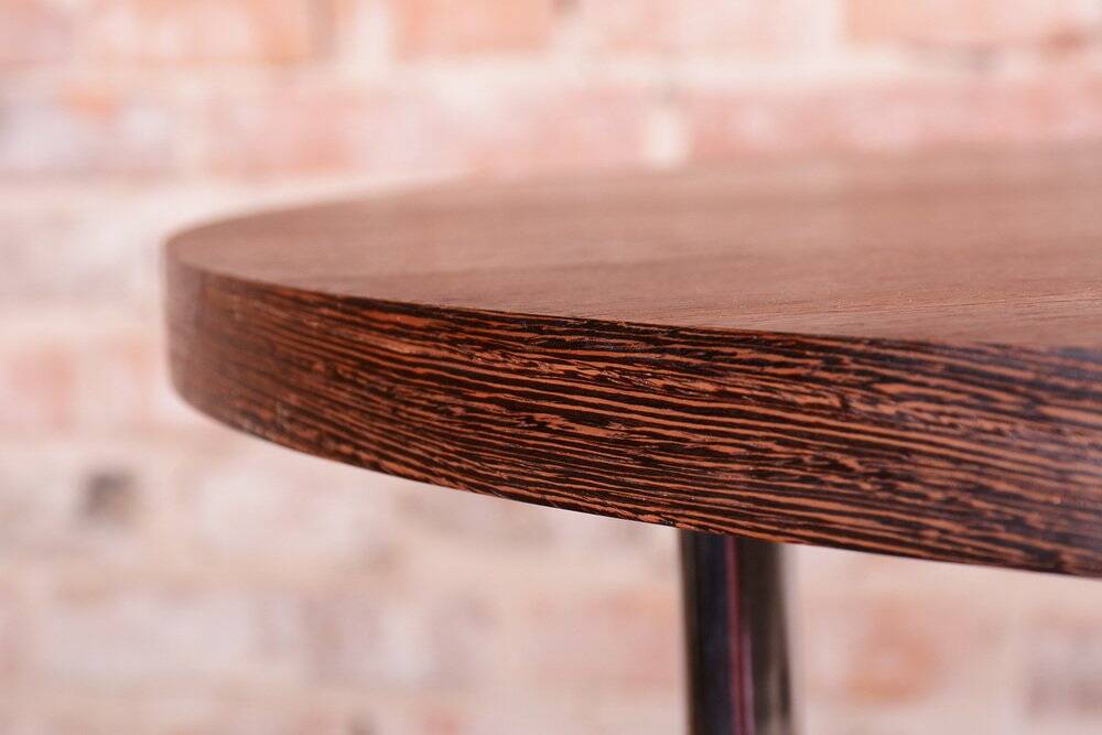 Bauhaus Round Coffee Table in Beech and Wenge, Czech, 1930s