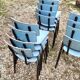 Set of 12 blue formica chairs