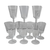 Lot de 10 verres à vin / eau gravés années 50