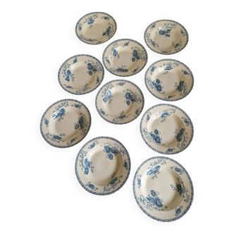 Set of 10 Deep Plates Sarreguemines Royat Models