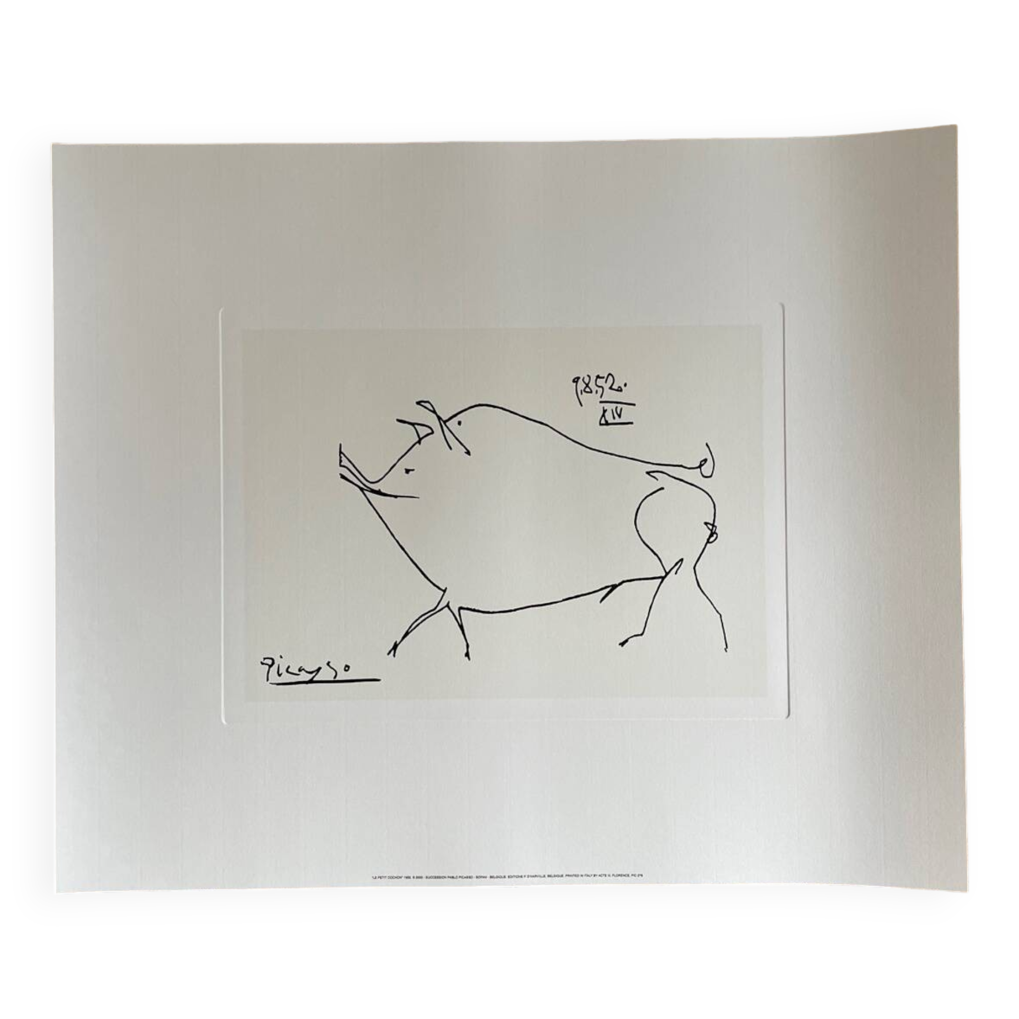Pablo Picasso (1881-1973), Le Petit Cochon, 1952, Successione Copyright 2000 Pablo Picasso, Printed in Italy  This print is in excellent condition, with the added note that the quality of the paper is incredible. It has never been framed and has been meticulously stored in my archive. Your order will be shipped to you securely packaged in a cardboard tube