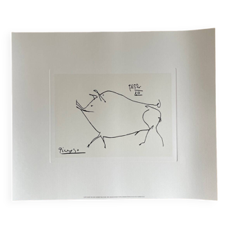 Pablo Picasso (1881-1973), Le Petit Cochon, 1952, Successione Copyright 2000 Pablo Picasso, Imprimé en Italie Cette estampe est en excellent état, avec la remarque supplémentaire que la qualité du papier est incroyable. Elle n'a jamais été encadrée et a été méticuleusement conservée dans mes archives. Votre commande vous sera expédiée emballée en toute sécurité dans un tube en carton