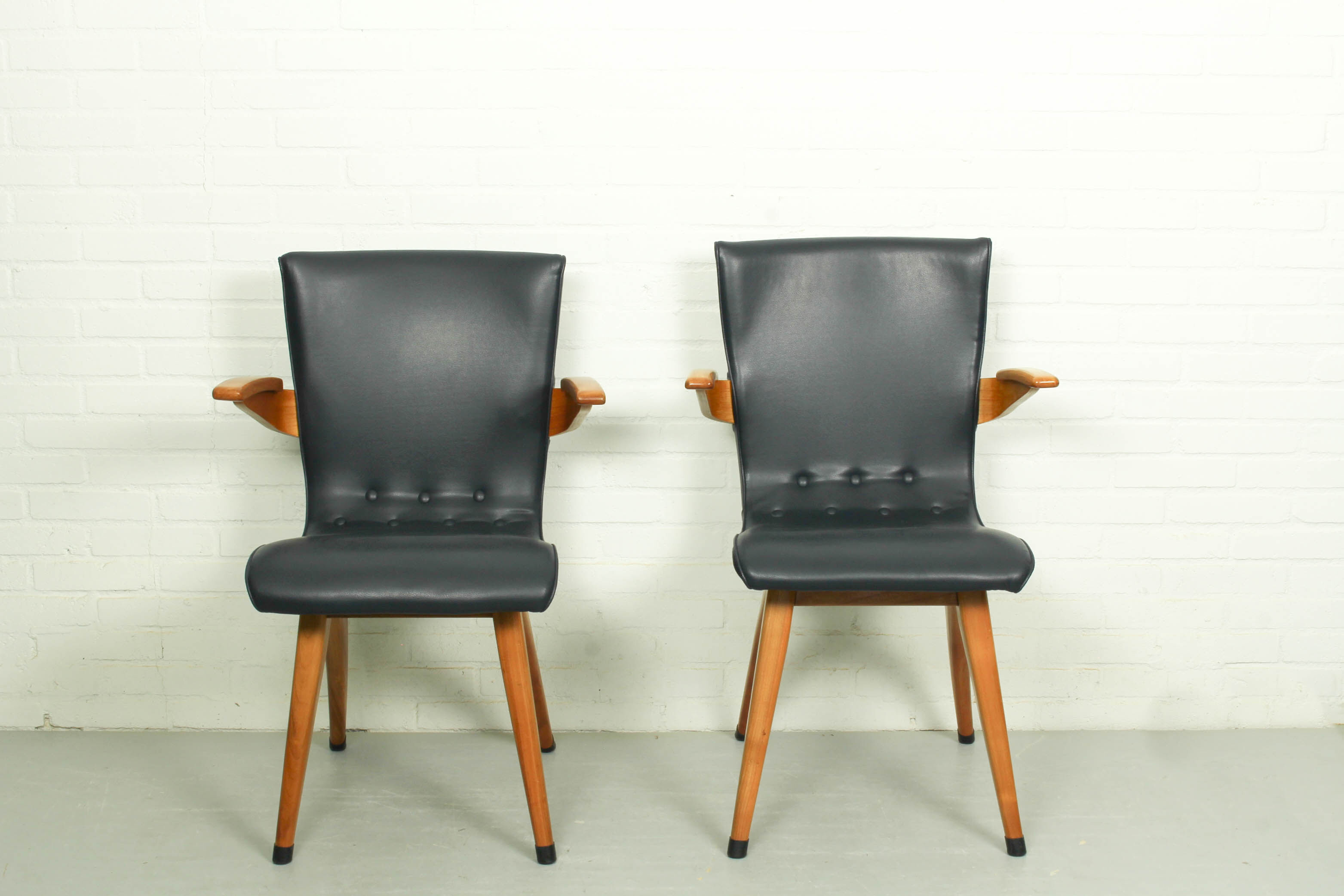 Set of 6 Cor van Os leatherette dining chair model Swing, 1960s