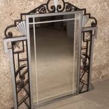 Art Deco trumeau mirror in steel