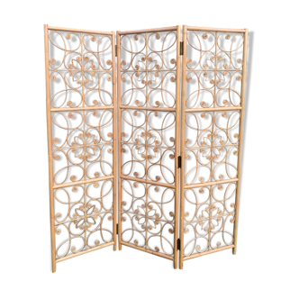 Peacock/peacock rattan screen, 60s