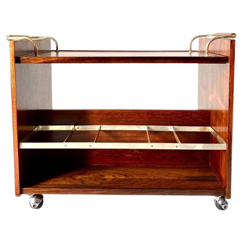 Vintage rosewood bar cart, Italy 1960s