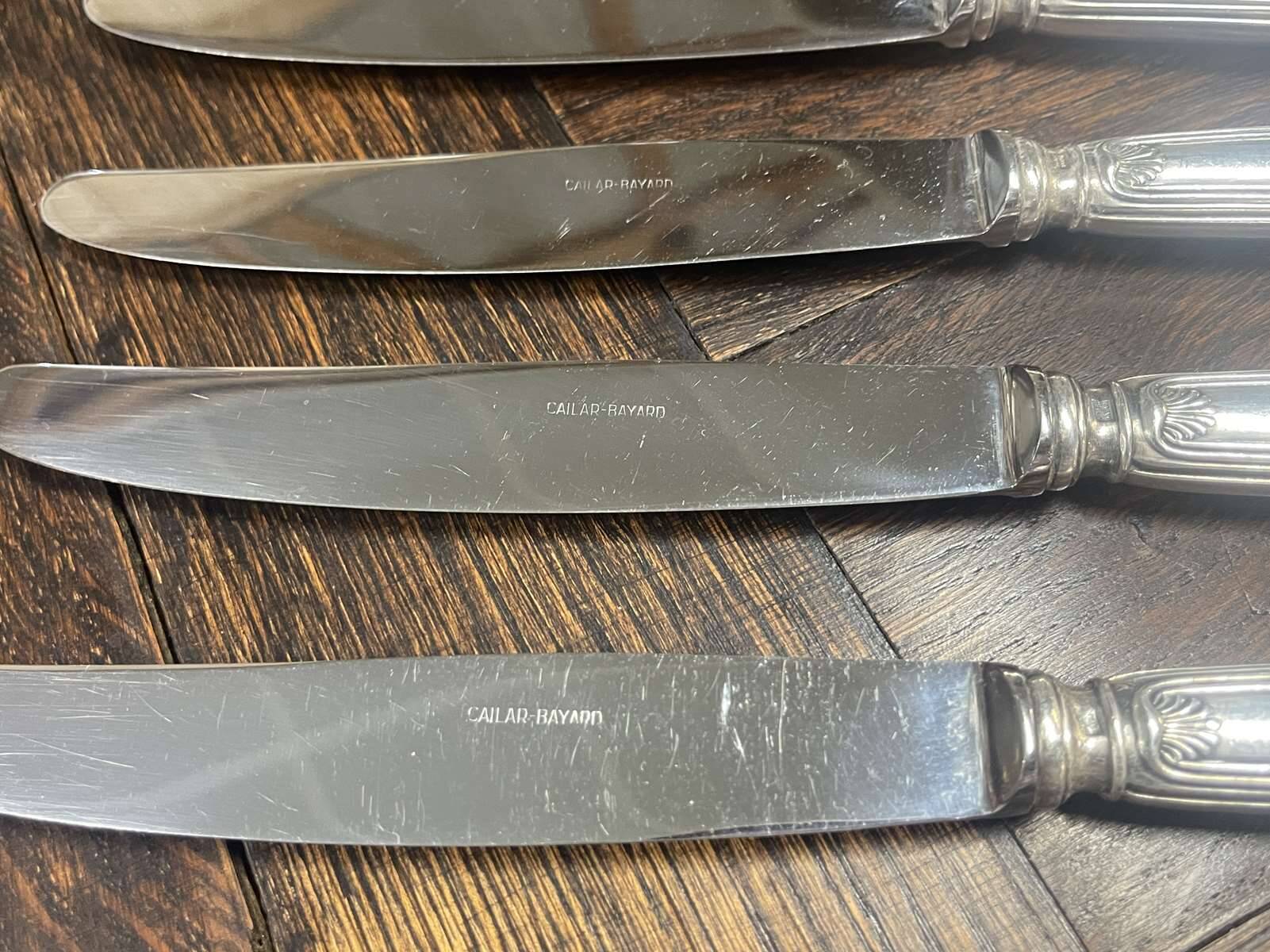 Set of 12 silver-plated metal knives, shell model, from CAILAR BAYARD