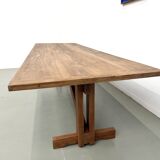 Large refectory table in solid pine and beech, with an X-shaped base.