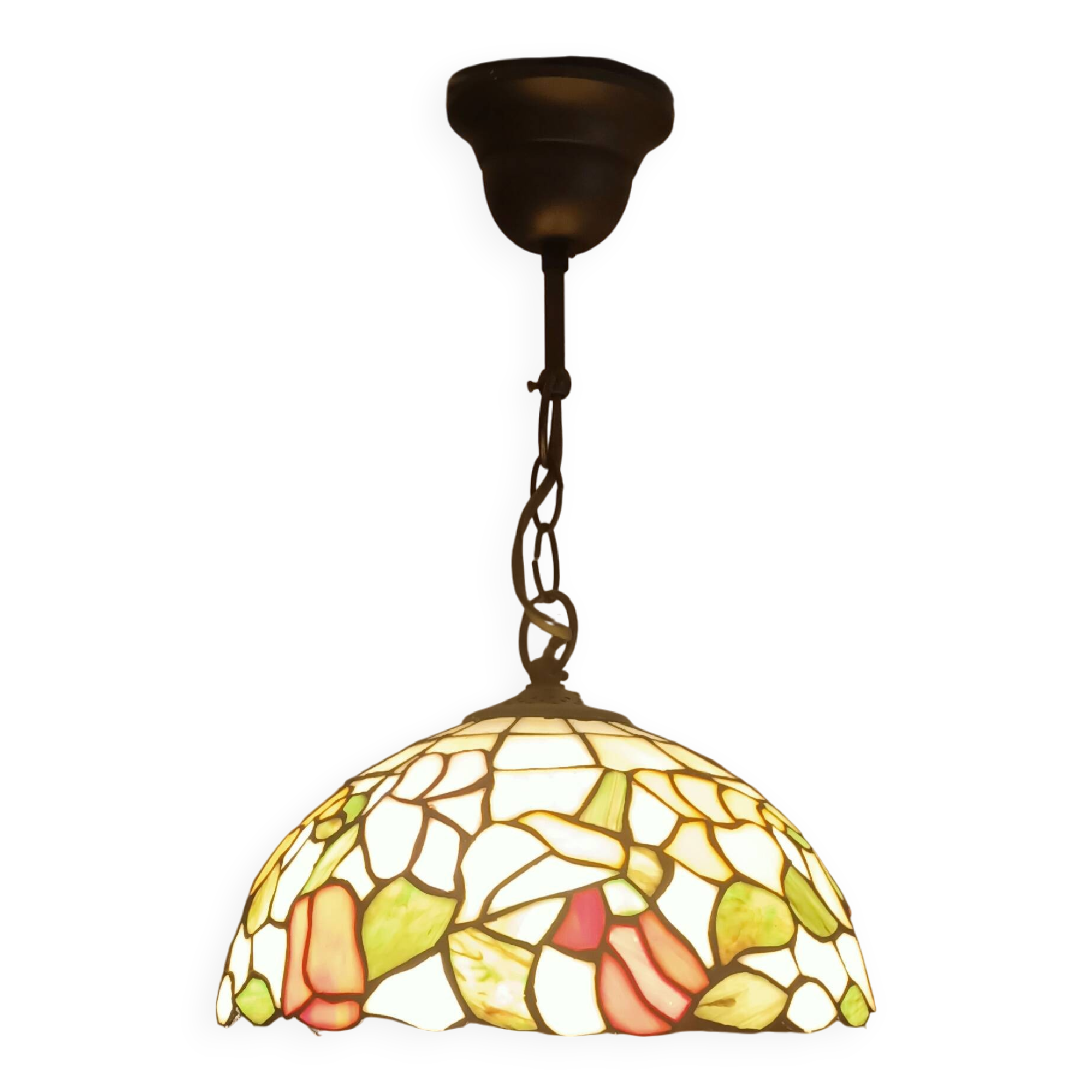 Floral decorated glass Tiffany suspension style.