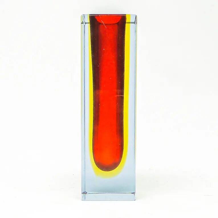 Vase Sommerso, design moderne du milieu du siècle, en verre, conçu par F. Poli, Italie, années 1950.