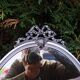 Oval mirror 66x37 Louis XVI style knot in vintage silver metal from the 70s