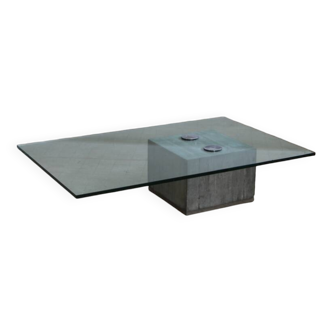 Saporiti glass coffee table 1970