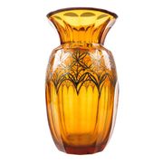 Art déco vase, honey crystal, galvanic coating, Poland, 1930s