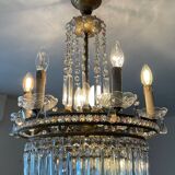 Cascade chandelier with crystal drops