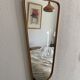 Vintage 1960s asymmetrical free-form rearview mirror, gold and red - 71 x 3