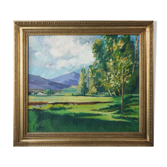 Frame signed summer landscape - Oil on Canvas