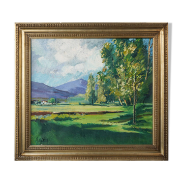 Cadre signé Paysage d'été - Huile sur Toile