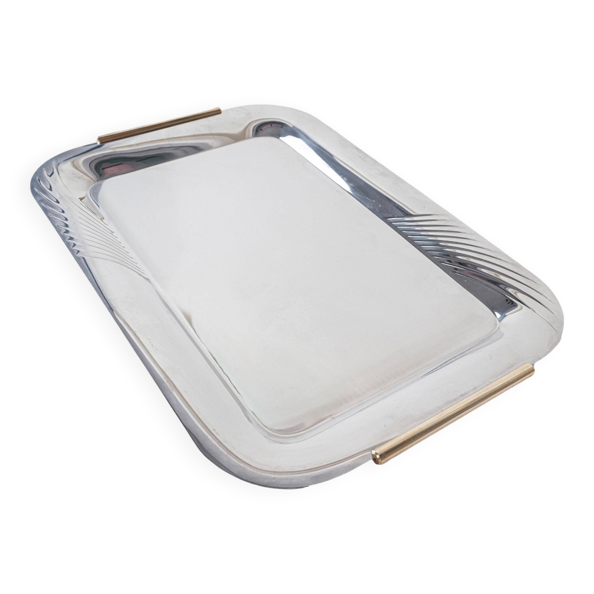 Stainless steel tray, Italian design, 1970s, made in Italy