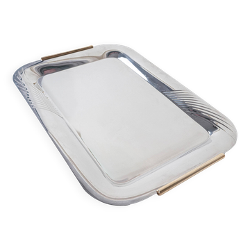 Stainless steel tray, Italian design, 1970s, made in Italy