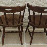 4 solid wood western-style "smoker's chairs" made of oak