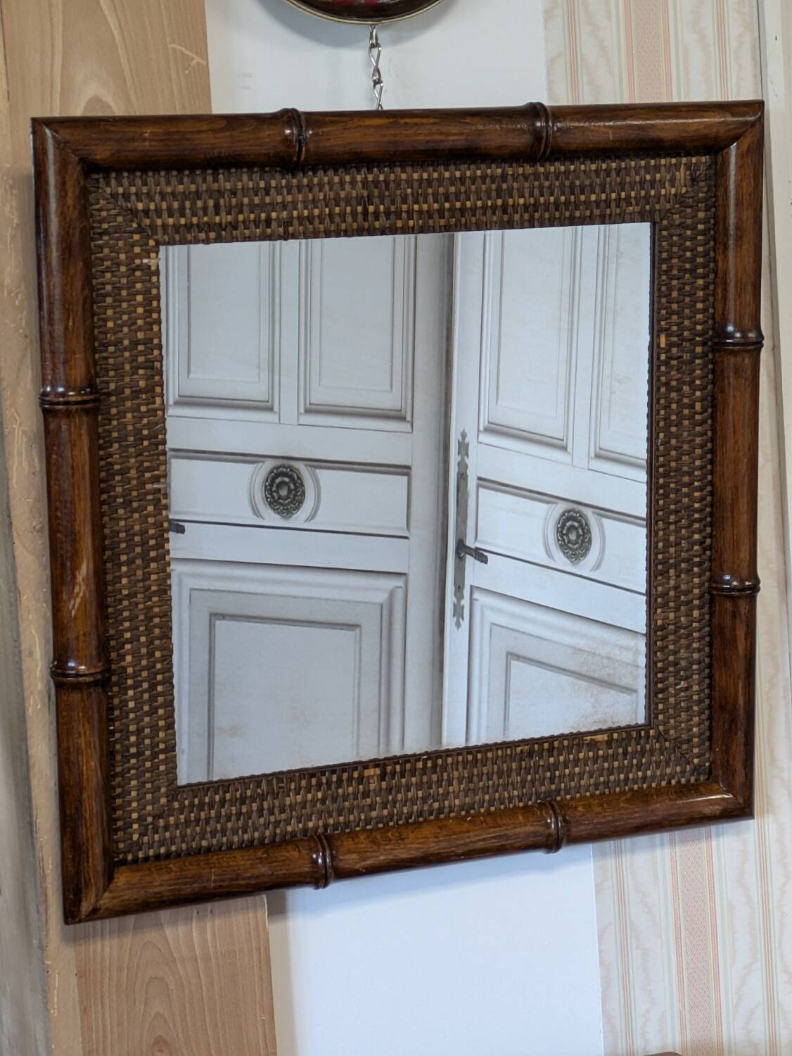 Bamboo rattan mirror