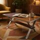 Vintage chrome coffee table with ceramic accent.