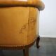 Unique old set of 2 club armchairs and a couch in cognac-colored leather with wheels