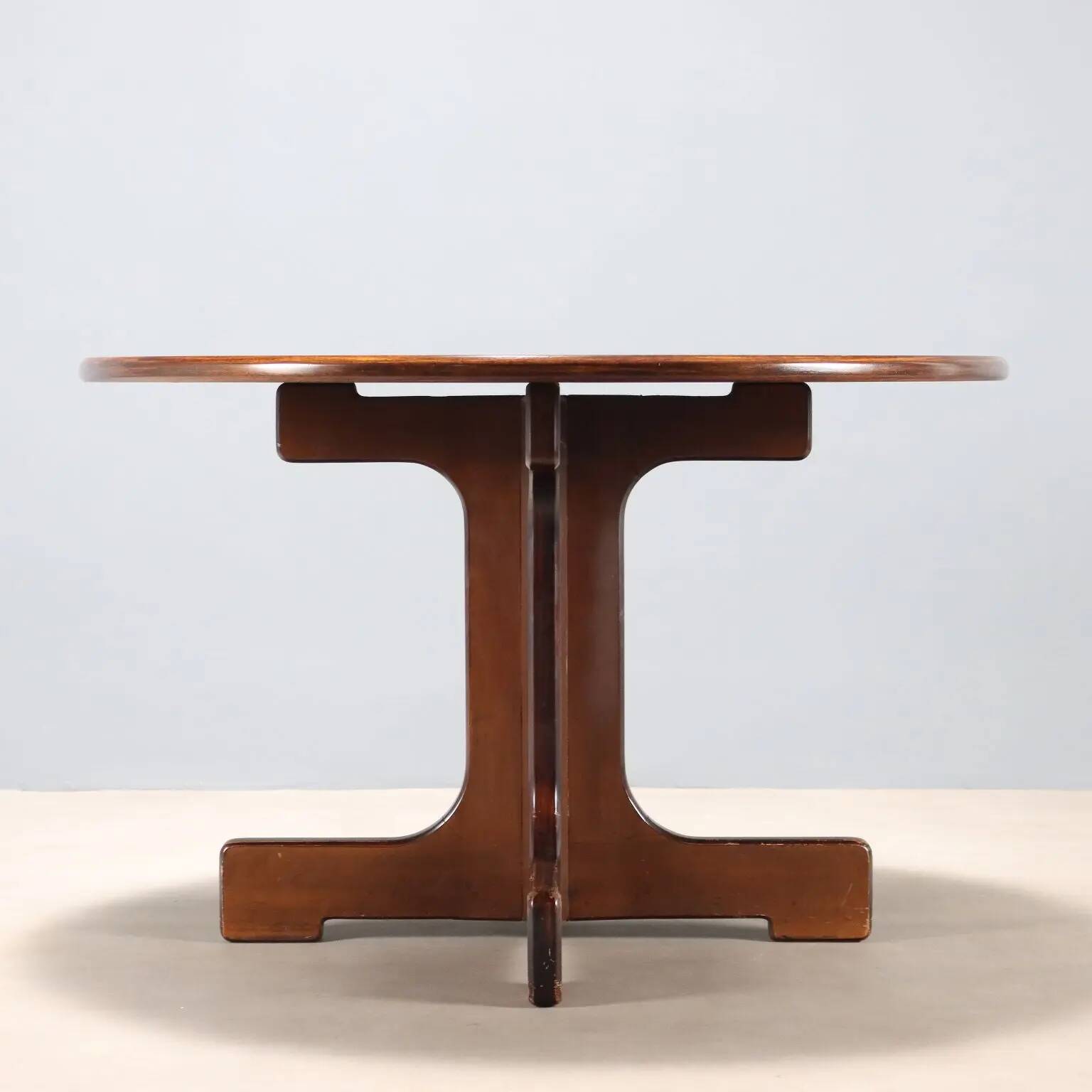 Vintage round table in exotic wood veneer, design, Italy, 1960s